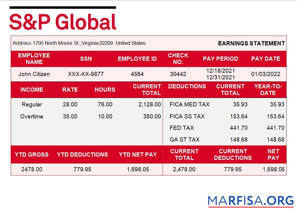 Downloadable USA financial company earning statement real example